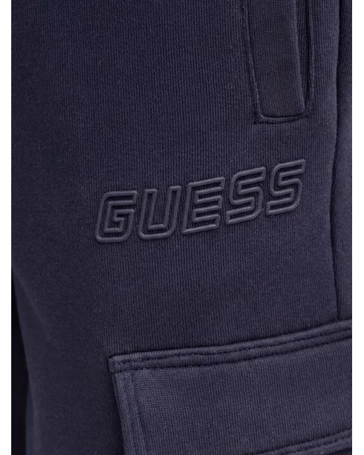 Guess Blue Logo-Patch Drawstring Track Pants for men