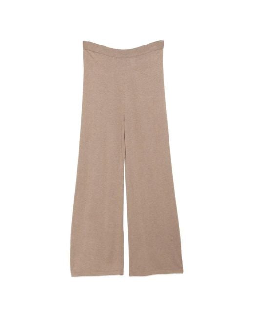N.Peal Cashmere Natural Knitted Wide-Leg Trousers