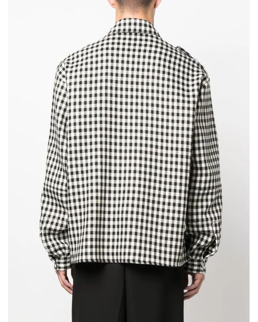 Roberto Cavalli Black Studded Gingham Wool-Blend Shirt for men