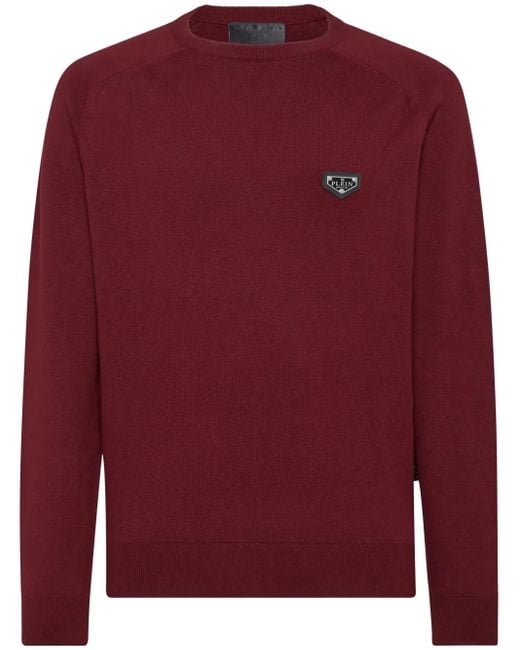 メンズ Philipp Plein ラウンドネック プルオーバー Red