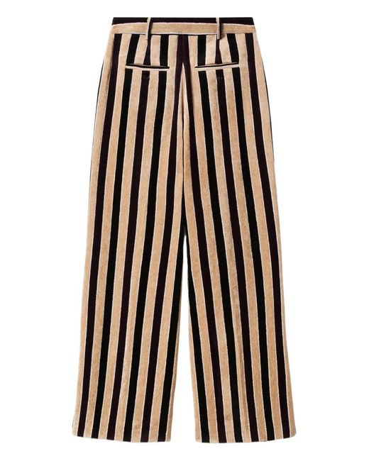 LaDoubleJ Black Striped-Pattern Pleated-Front Trousers