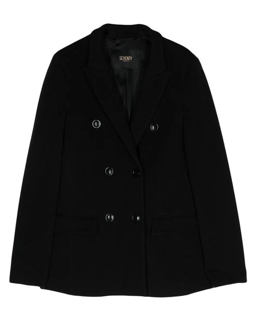 Seventy Black Double-Breasted Blazer