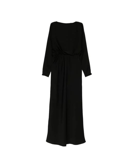 Max Mara Black Fluid Satin Mini Dress With Kimono Sleeves