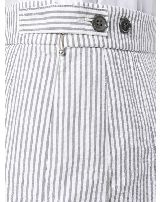 Thom Browne Gray Seersucker Pleated Mini Skirt