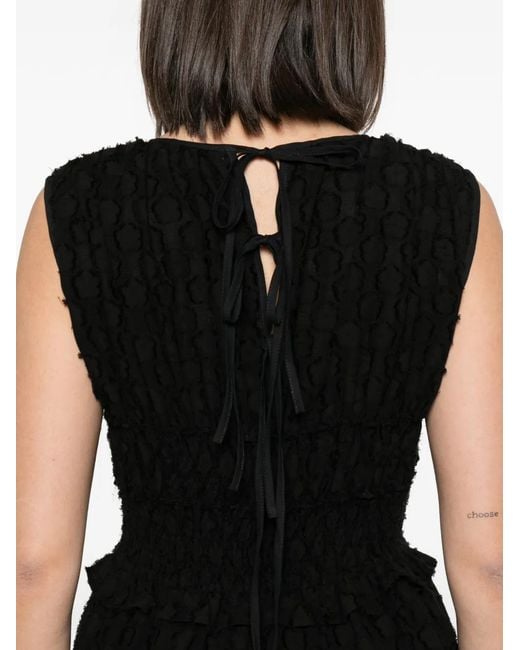 CECILIE BAHNSEN Black Dinah Smocked-Effect Maxi Dress