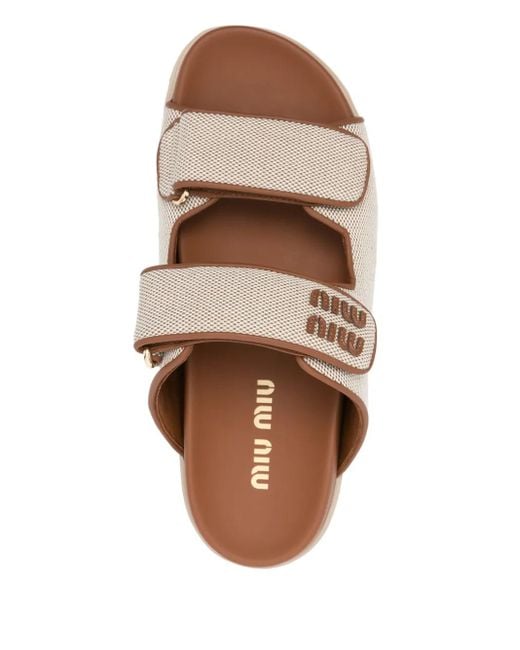 Sandali Con Logo di Miu Miu in Brown