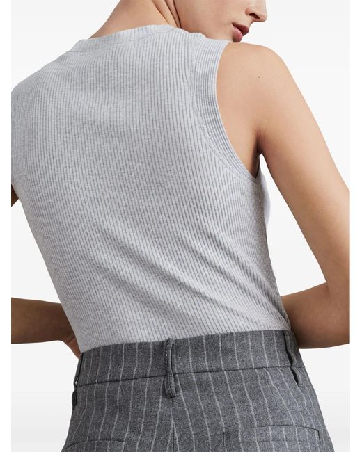 Brunello Cucinelli Gray Pinstriped Wool Trousers