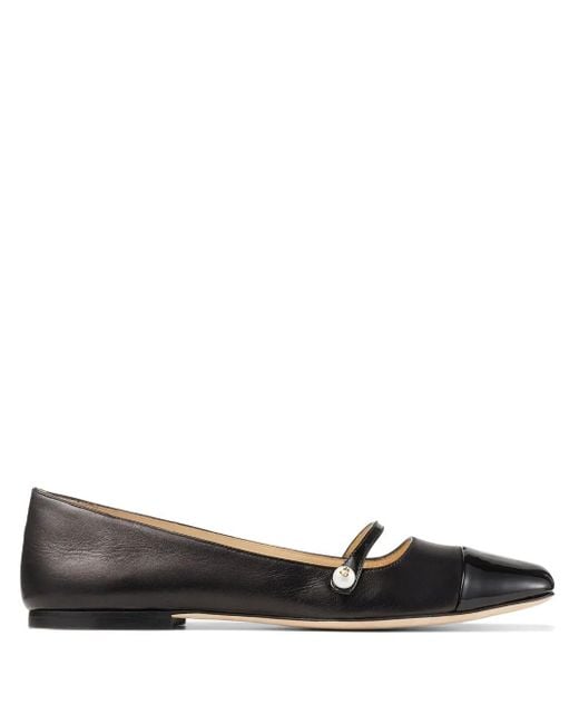 Jimmy Choo Black Elisa Leder Ballerinaschuhe