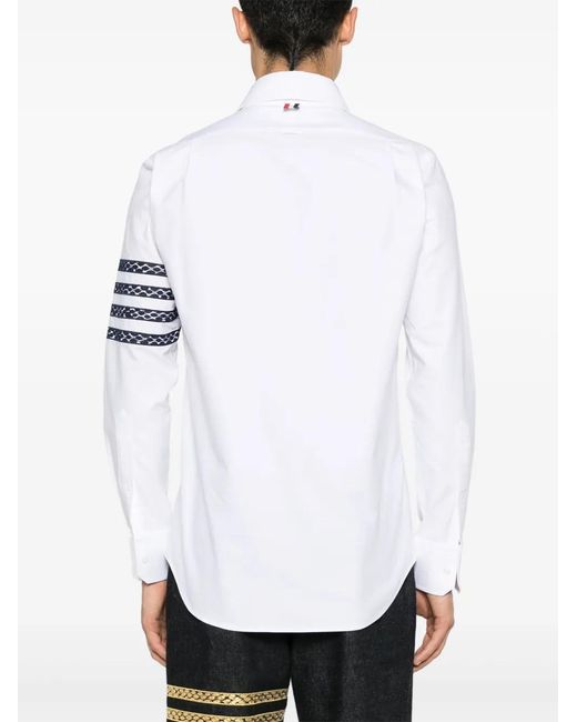 Thom Browne White Embroidered-Snake Cotton Shirt for men