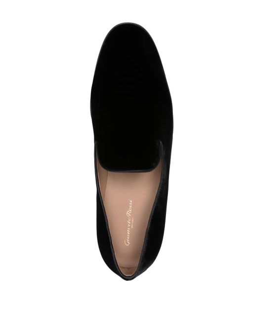 Gianvito Rossi Black Jean Round-Toe Velvet Loafers for men