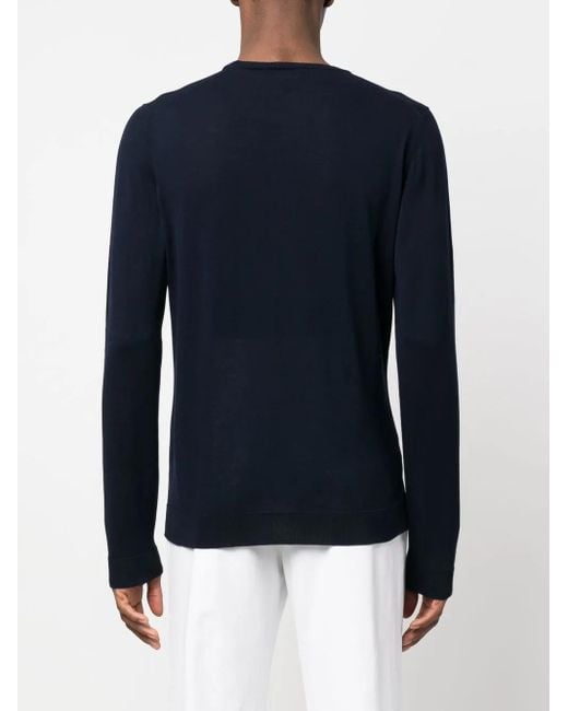 Roberto Collina Blue Crew-Neck Long-Sleeve Jumper for men