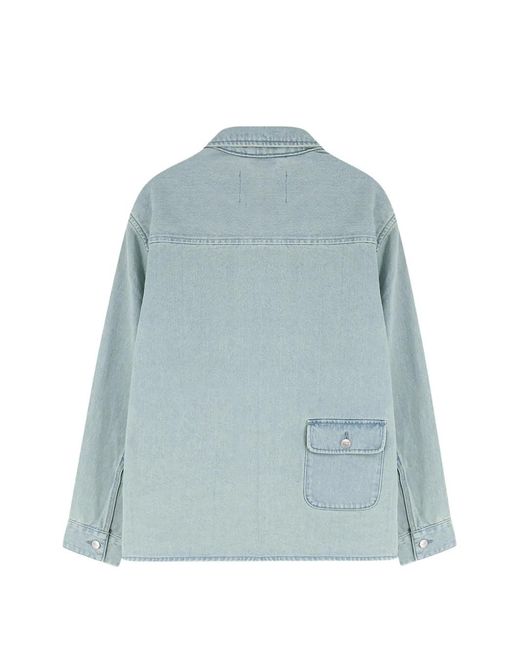 Pompeii3 Blue Button-Up Cotton Jacket for men