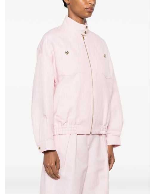 Maje Pink Funnel-Neck Zip-Up Jacket