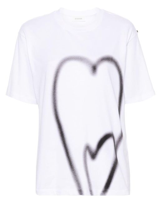 Sportmax Blue Heart-print Cotton T-shirt