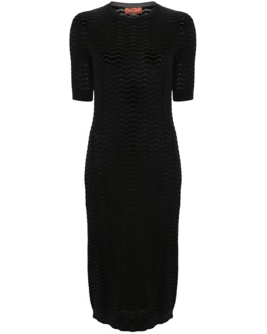 Missoni Midi-jurk Met Zigzag Patroon in het Black