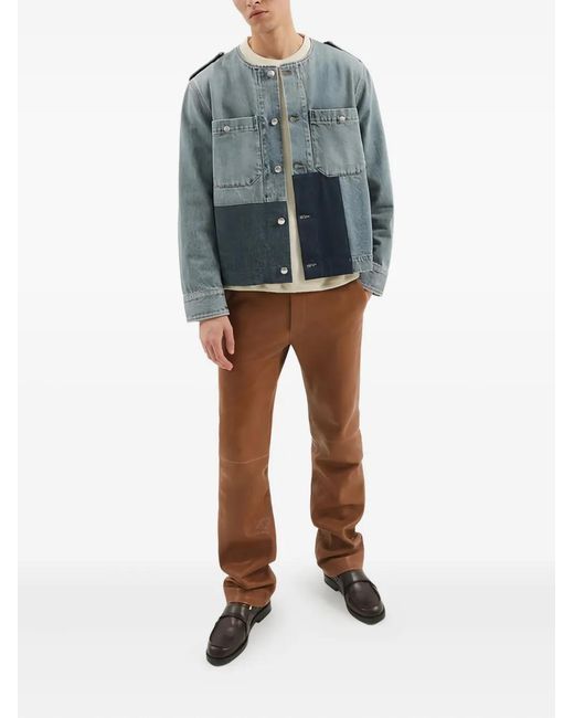 1989 STUDIO Blue Buttoned Patchwork Jacket for men