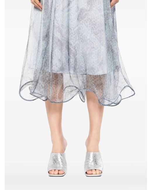 JNBY Blue Paisley-Print Midi Skirt