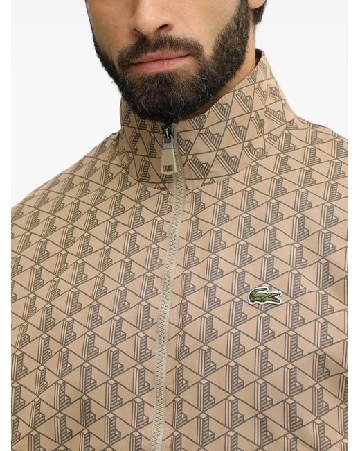 Lacoste Brown Monogram Zip Jacket for men