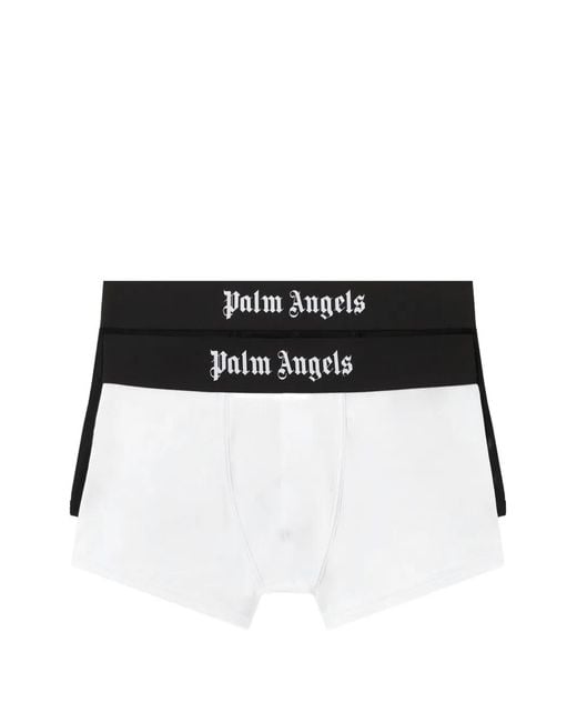 Palm Angels Black Logo Elastic-Waist Boxers (Set Of Two) for men