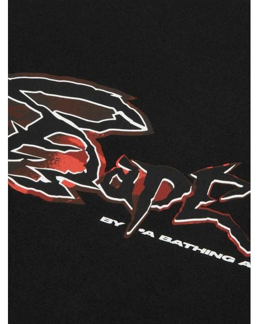 Aape By A Bathing Ape Black Gaphic-Print T-Shirt for men