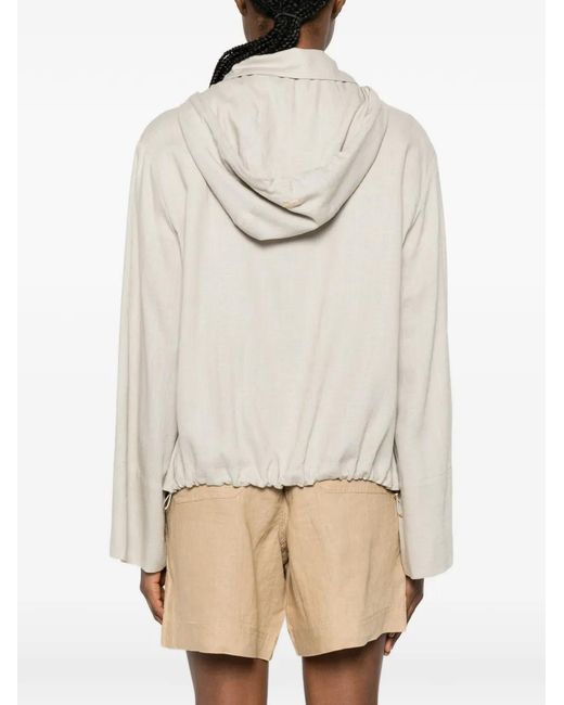Herno White Hooded Drawstring Jacket