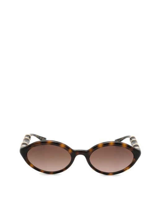 Gucci Brown Bamboo-Effect Oval-Frame Sunglasses