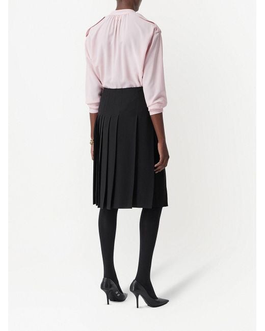 pleated black skirt knee length