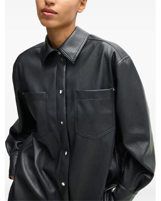 Boss Black Faux-Leather Overshirt