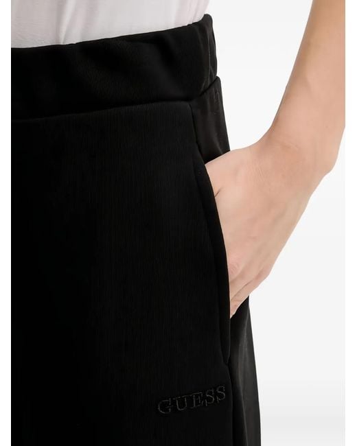 Guess Black Wide-Leg Track Pants