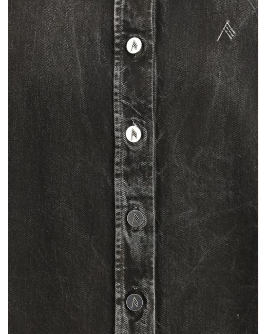 The Attico Black Asymmetric Long-Sleeve Denim Shirt