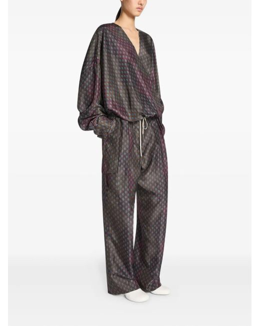 Dries Van Noten Brown Paisley-Print Draped Top