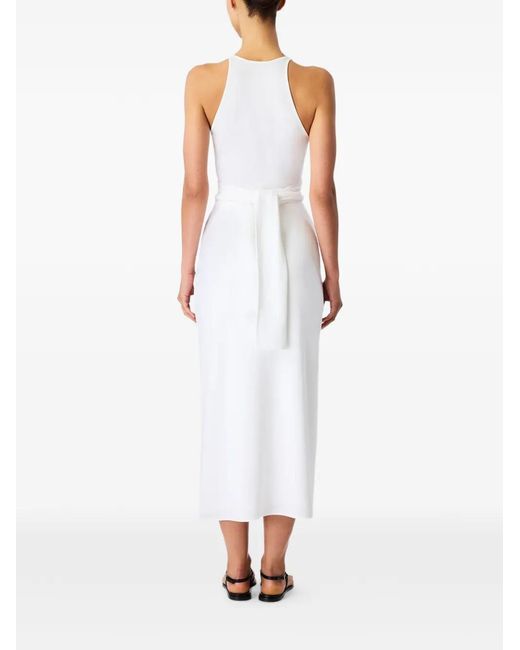 Another Tomorrow White Sarong-Tie Sleeveless Midi Dress