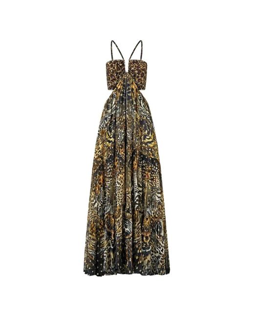 Camilla White Leopard-Print Cut-Out Maxi Dress