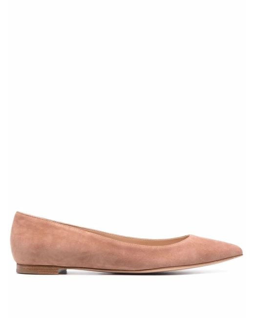 Gianvito Rossi Pink Gianvito Suede Ballerina Shoes