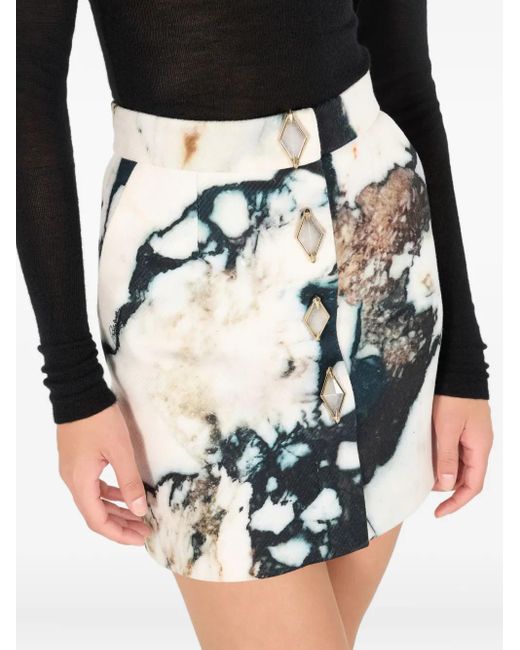 Roberto Cavalli Black Minirock mit Marmor-Print