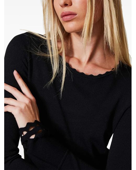 Twinset Black Scallop-Trim Dress
