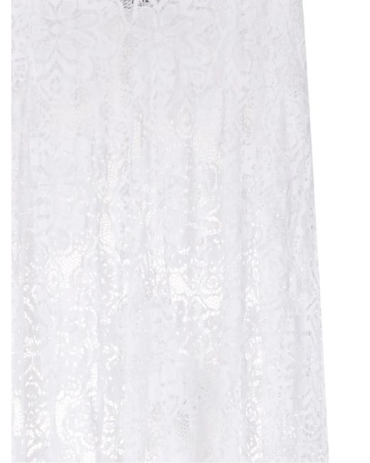 Amir Slama White Wide-Leg Lace Trousers