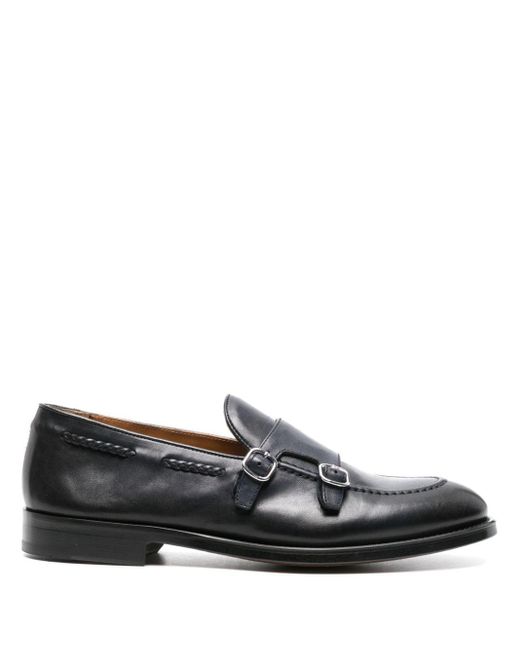 Doucal's Black Double-buckle Leather Monk Shoes for men