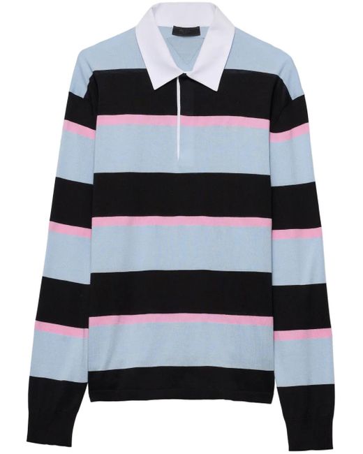 Prada Gestreiftes Poloshirt in Blue für Herren