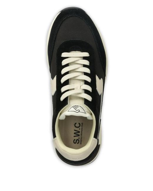 Stepney Workers Club Black Suede-Panel Lace-Up Sneakers for men