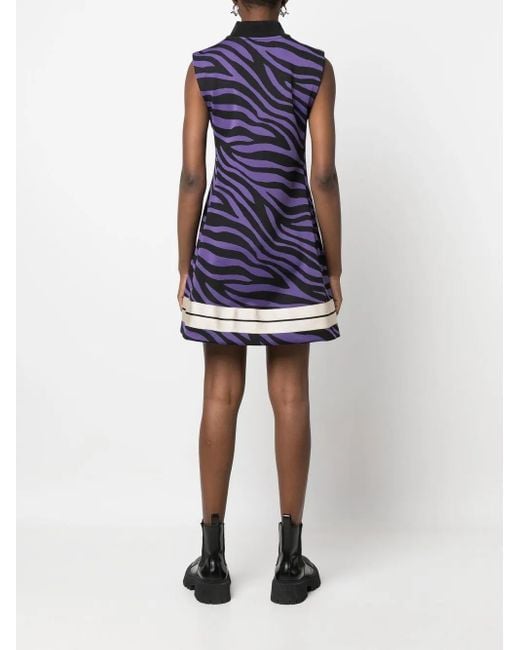 Palm Angels Blue Zebra-Print Shift Minidress
