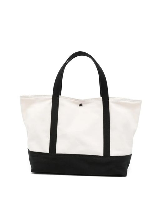 Totême White Contrast-Trim Beach Tote Bag