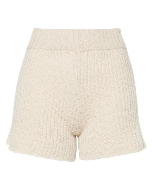 Alanui Natural Finest Ribbed-Knit Shorts