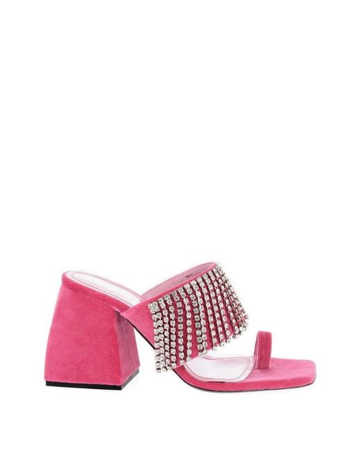 NODALETO Pink Crystal-Embellished Sandals