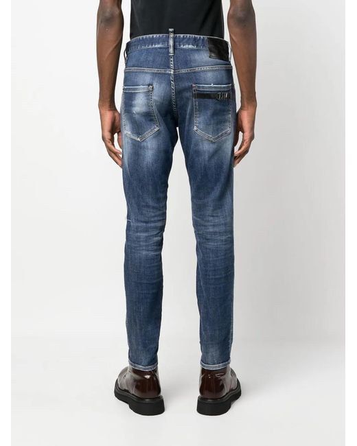 Jeans Skinny Icon Con Effetto Vissuto di DSquared² in Blue da Uomo