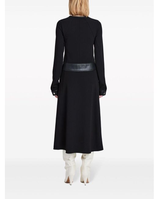 Proenza Schouler Black Faux-leather Trim Long-sleeved Midi Dress