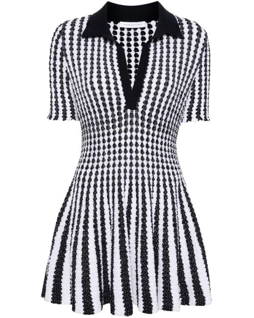Antonino Valenti Black Striped Seersucker Mini Dress