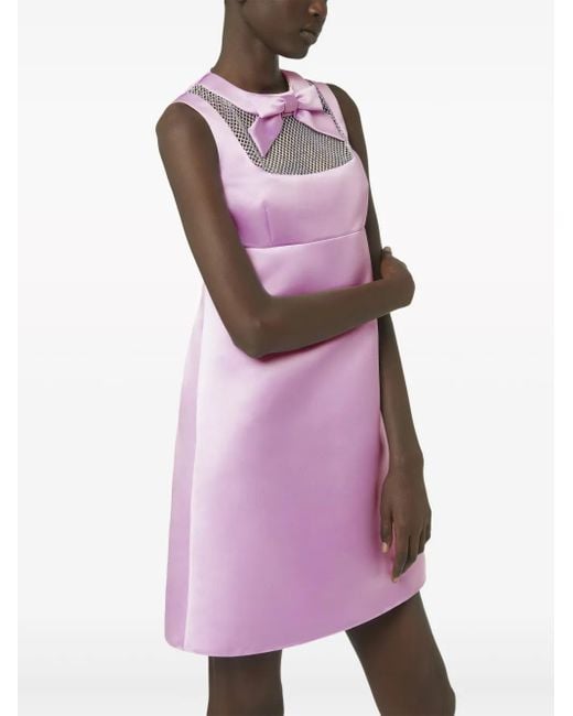 Nina Ricci Purple Bow-Detail Satin-Finish Minidress