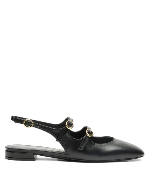 Stuart Weitzman Black Slingback Buckle Flats