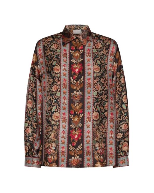 Pierre Louis Mascia Brown Aloe Floral-Print Paisley Blouse